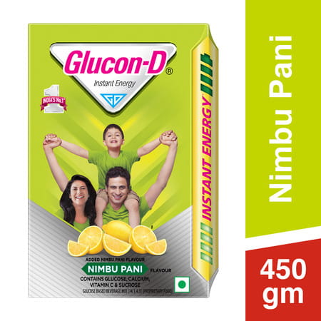 Glucon-D Nimbu Pani With 3 Benefits Of Energy | Recovery | And Immunity | 450 G | Refill