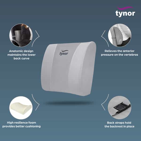Tynor Elite Lumbo Back Rest | Grey | Universal Size | 1 Unit