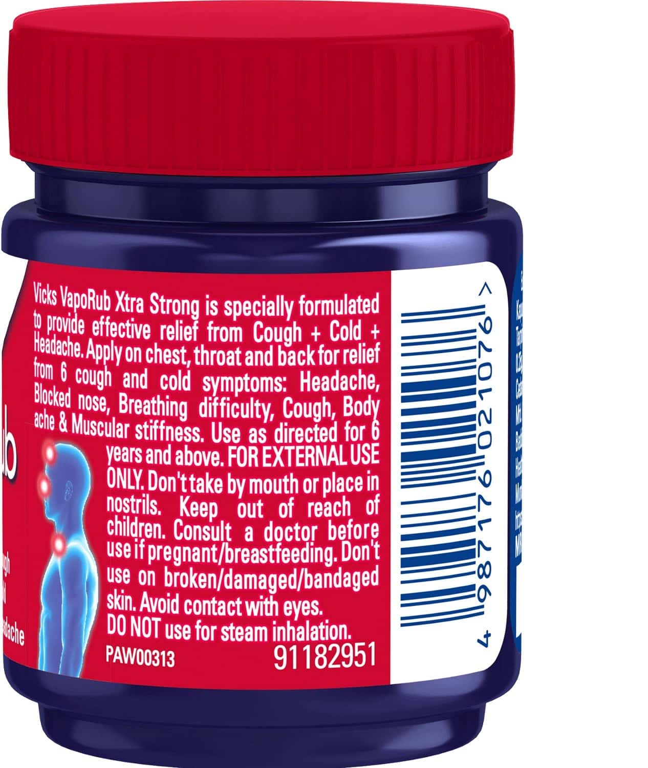 Buy VICKS VAPORUB XTRA STRONG 50 ML RELIEF FROM COLD COUGH HEADACHE AND BODY PAIN Online & Get