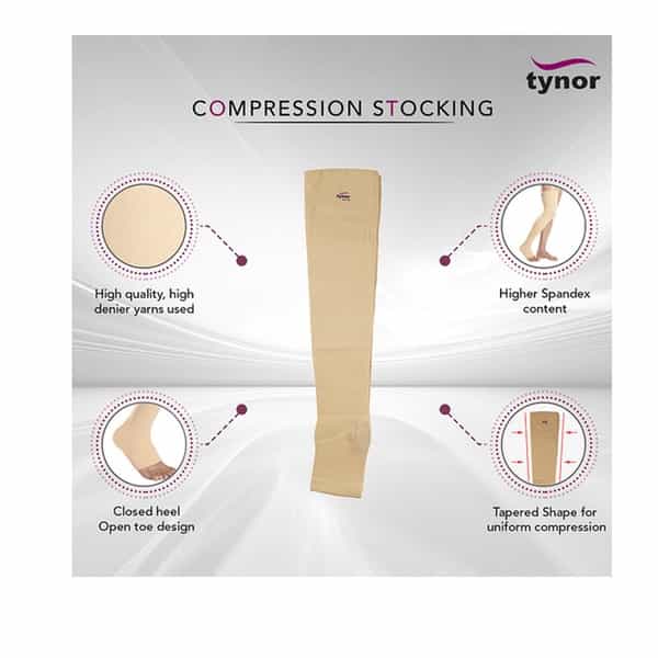 Tynor I 15 Compression Stocking Mid Thigh Pair Size Medium