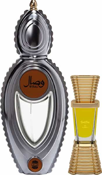 Ajmal Wisal Edp 50Ml Perfume For Women And Selfie Cp Oil Alcohol-Free Attar 10Ml For Men