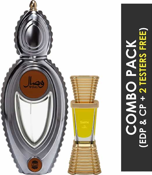 Ajmal Wisal Edp 50Ml Perfume For Women And Selfie Cp Oil Alcohol-Free Attar 10Ml For Men