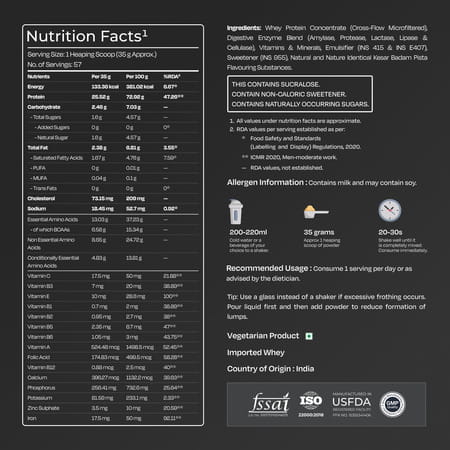 Nutrabay Gold 100% Whey Protein Concentrate|Muscle Support & Recovery|Kesar Badam Pista|2kg