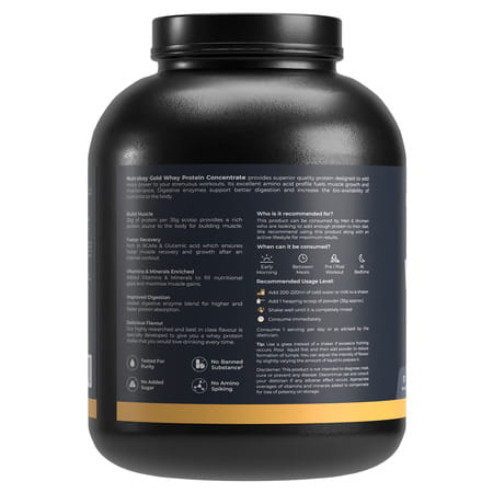 Nutrabay Gold 100% Whey Protein Concentrate|Muscle Support & Recovery|Kesar Badam Pista|2kg