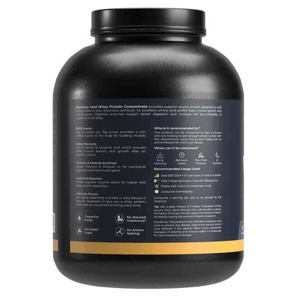 Nutrabay Gold 100% Whey Protein Concentrate|Muscle Support & Recovery|Kesar Badam Pista|2Kg