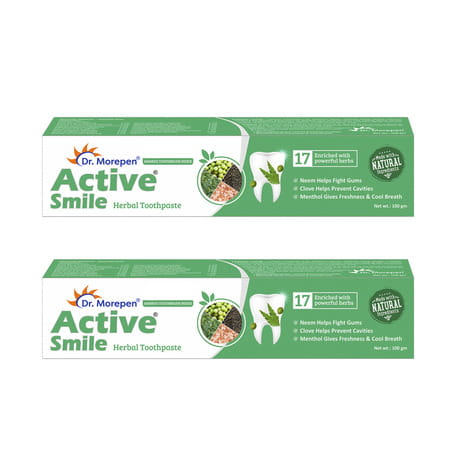 Dr. Morepen Active Smile | Tube | Herbal Toothpaste | 100 Gm | Pack Of 2