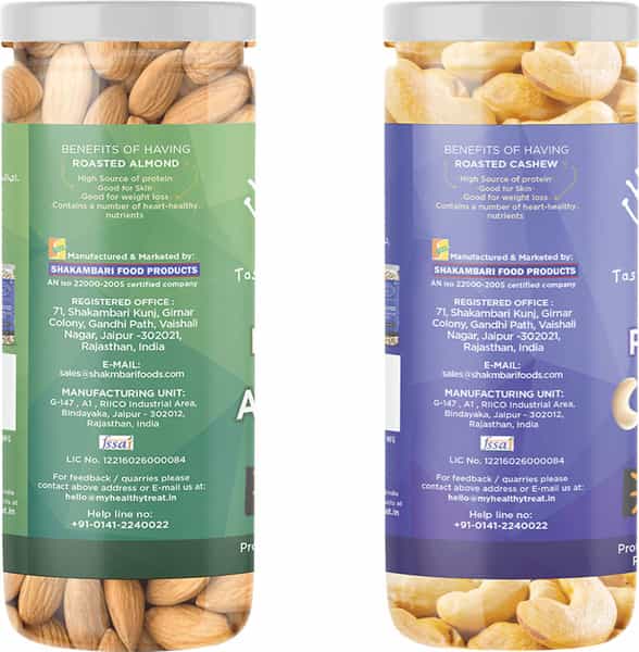 Healthy Treat Roasted Almond And Cashew Combo | Himalayan Salted 300 Gm - Pack Of 2 - 150 Gm Each