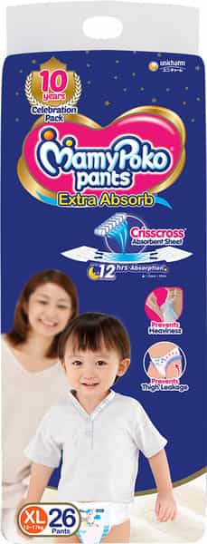 Mamypoko Pants Extra Absorb Diaper - Extra Large Size Pack Of 26 Diapers