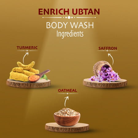 Meera Enrich Ubtan Body Wash For Brightening & Hydrated Skin | Turmeric & Saffron | 300ml