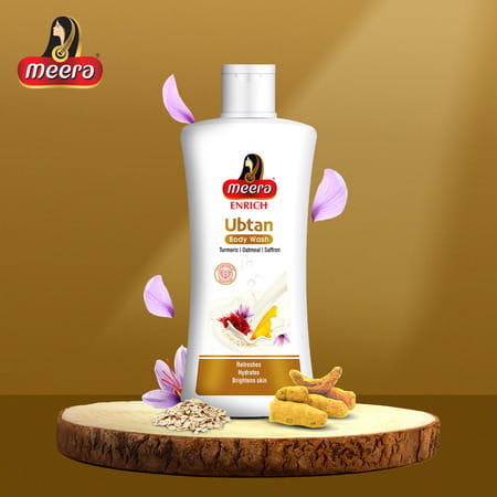 Meera Enrich Ubtan Body Wash For Brightening & Hydrated Skin | Turmeric & Saffron | 300ml