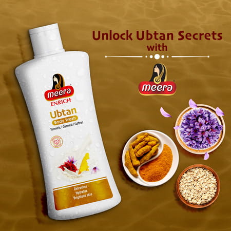 Meera Enrich Ubtan Body Wash For Brightening & Hydrated Skin | Turmeric & Saffron | 300ml