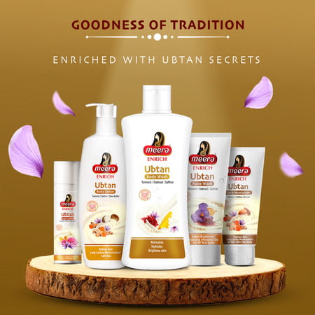 Meera Enrich Ubtan Body Wash For Brightening & Hydrated Skin | Turmeric & Saffron | 300ml