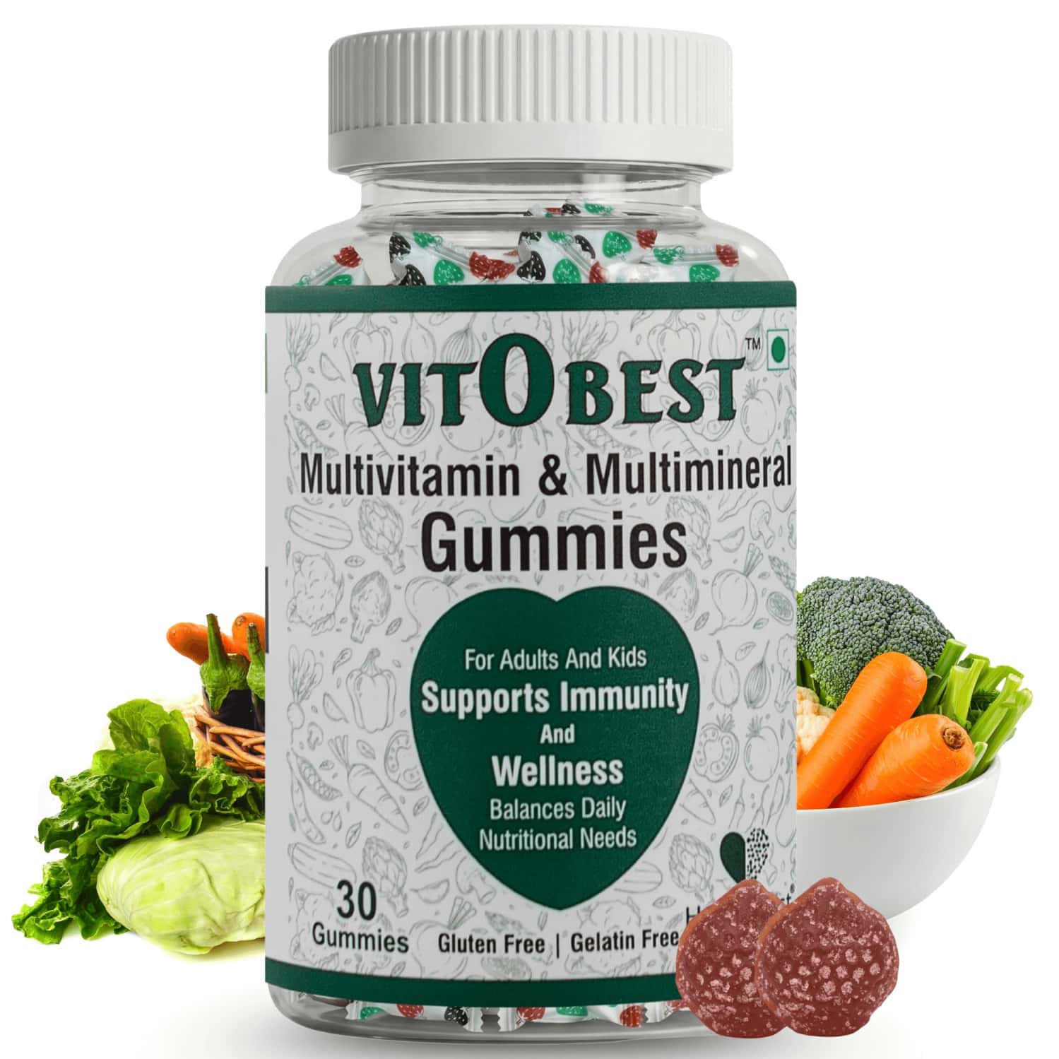 Healthbest Vitobest Multivitamin & Multiminarals Gummies Mixed-Fruit Flavor - 30 Gummies