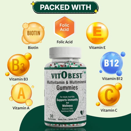 Healthbest Vitobest Multivitamin & Multiminarals Gummies Mixed-Fruit Flavor - 30 Gummies