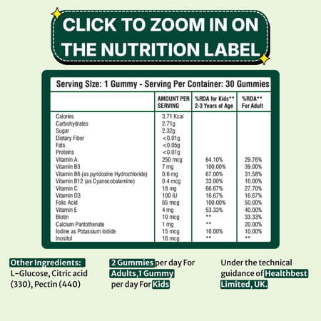 Healthbest Vitobest Multivitamin & Multiminarals Gummies Mixed-Fruit Flavor - 30 Gummies