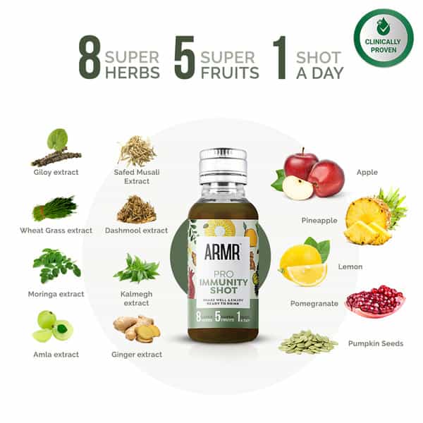 Armr Pro Immunity Shot - Kadha 2.0 - Goodness Of Ayurveda & Antioxidants - Pack Of 10 X 60Ml