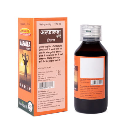 Medisynth Alfalfa Forte - Health Tonic | Anaemia | Fatigue & Convalescence | B.no. 467 | 120Ml X2