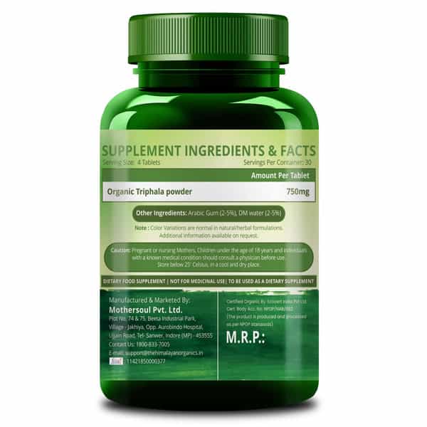 Himalayan Organics Triphala | Bottle | 120 Veg Tablets