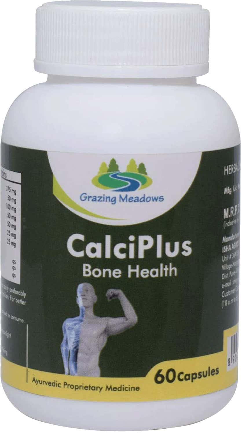 Grazing Meadows Calciplus 60 Capsules Ayurvedic Herbal Supplement For Bone Health (Pack Of 5)