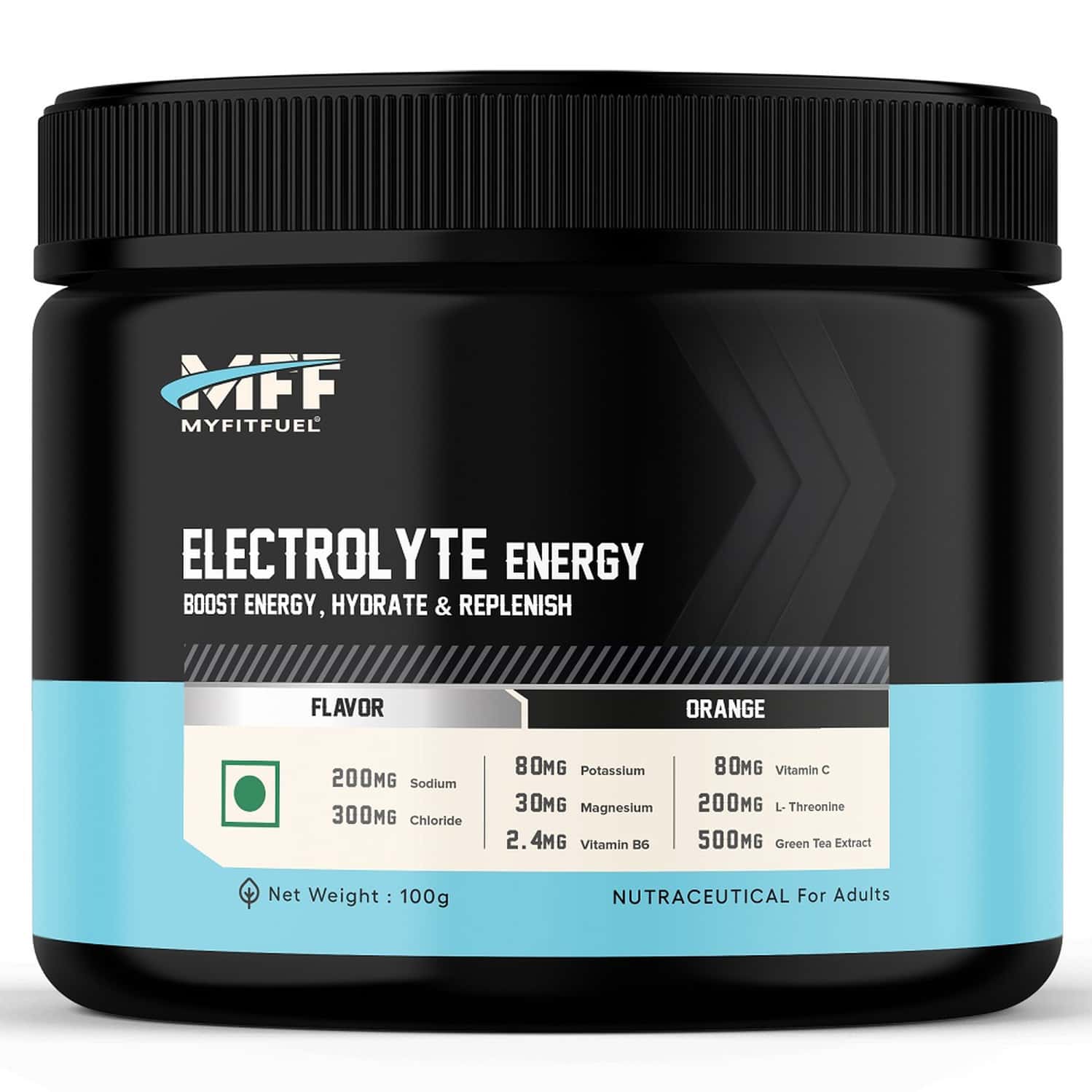 Myfitfuel Electrolyte Energy, Hydration, Replenishment +green Tea Extract, L-threonine (100g Orange)