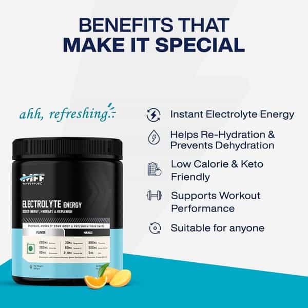 Myfitfuel Electrolyte Energy, Hydration, Replenishment +Green Tea Extract, L-Threonine (100G Orange)
