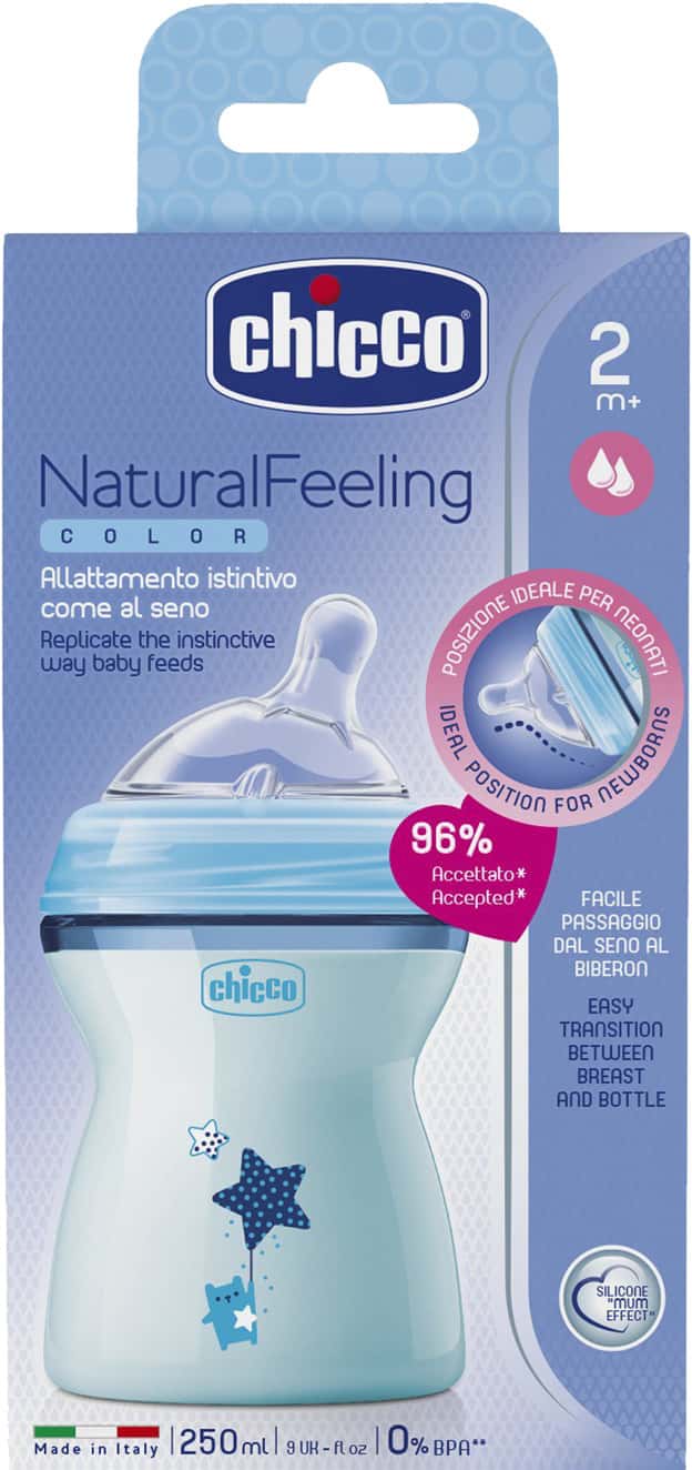 Chicco Natural Feeling Feeding Bottle 2 M+ 250 Ml Blue