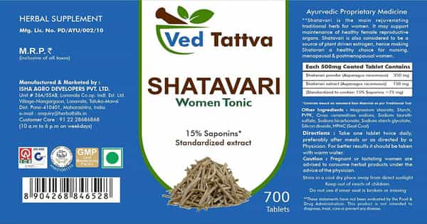Ved Tattva Shatavari Tablets 500 Mg 700 Tablets - Natural & Pure Women Tonic (Pack Of 2)