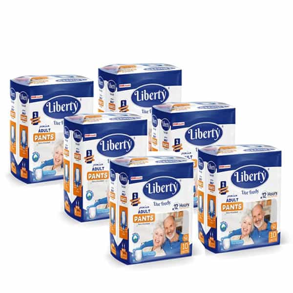 Liberty Premium Adult Diaper Pants Medium (M) 60 Count Waist Size 24-45 In Pack Of 6 10 Count/Pack