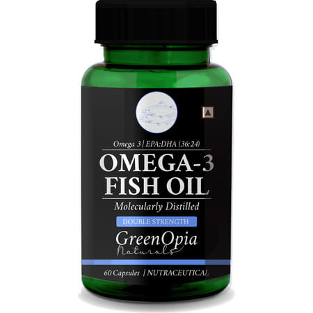 Greenopia Fish Oil Double Strength | 1000mg Omega-3 Per 60 Liquid Filled Capsules