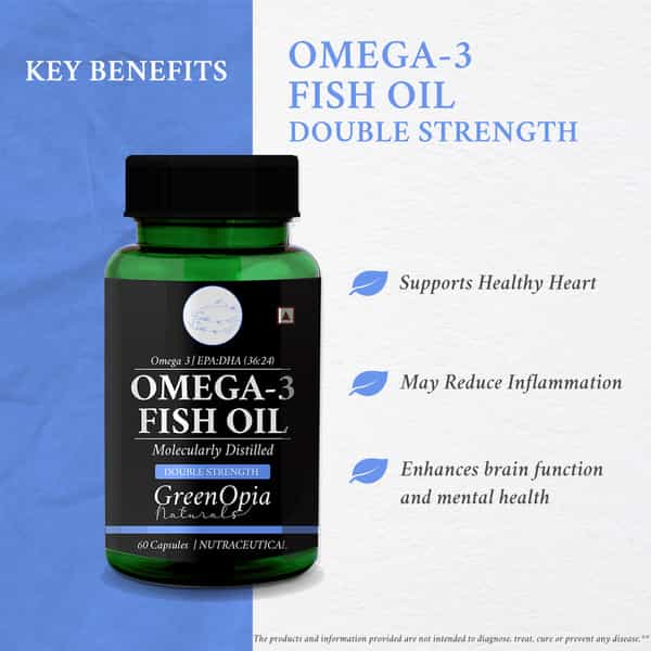 Greenopia Fish Oil Double Strength | 1000Mg Omega-3 Per 60 Liquid Filled Capsules