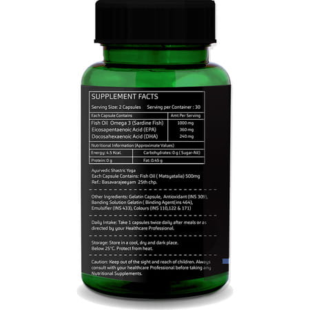 Greenopia Fish Oil Double Strength | 1000mg Omega-3 Per 60 Liquid Filled Capsules