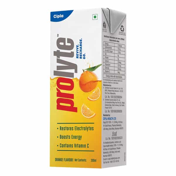 Prolyte Rehydrate Drink With Electrolytes Vitamin C & Glucose-Orange(200 Ml)