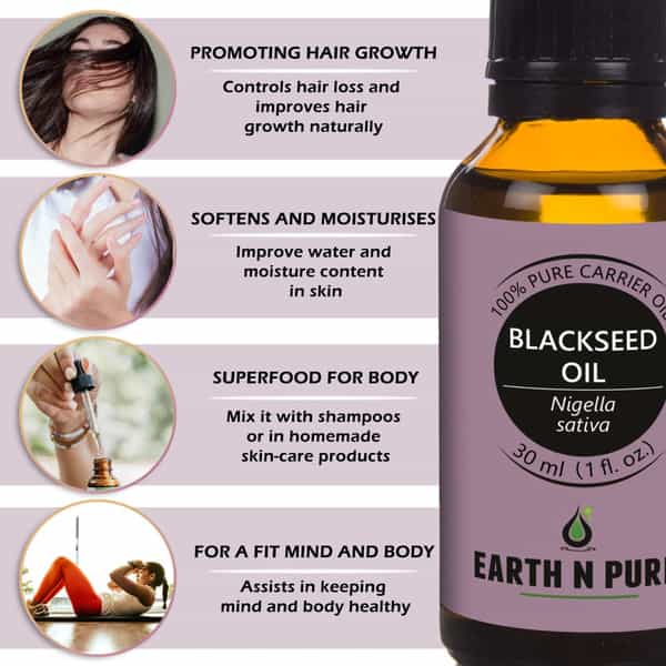 Earth N Pure Blackseed Oil 100% Pure Natural And Cold Pressed - 30 Ml (1 Fl. Oz.) (30 Ml)