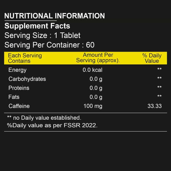 Healthvit Fitness Caffeine 100 Mg (Energy Focus & Endurance) - 60 Tablets