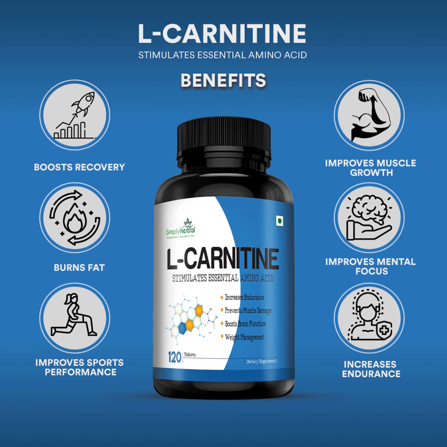 Buy SIMPLY HERBAL LCARNITINE PRE & POST WORKOUT SUPPLEMENT TABLET