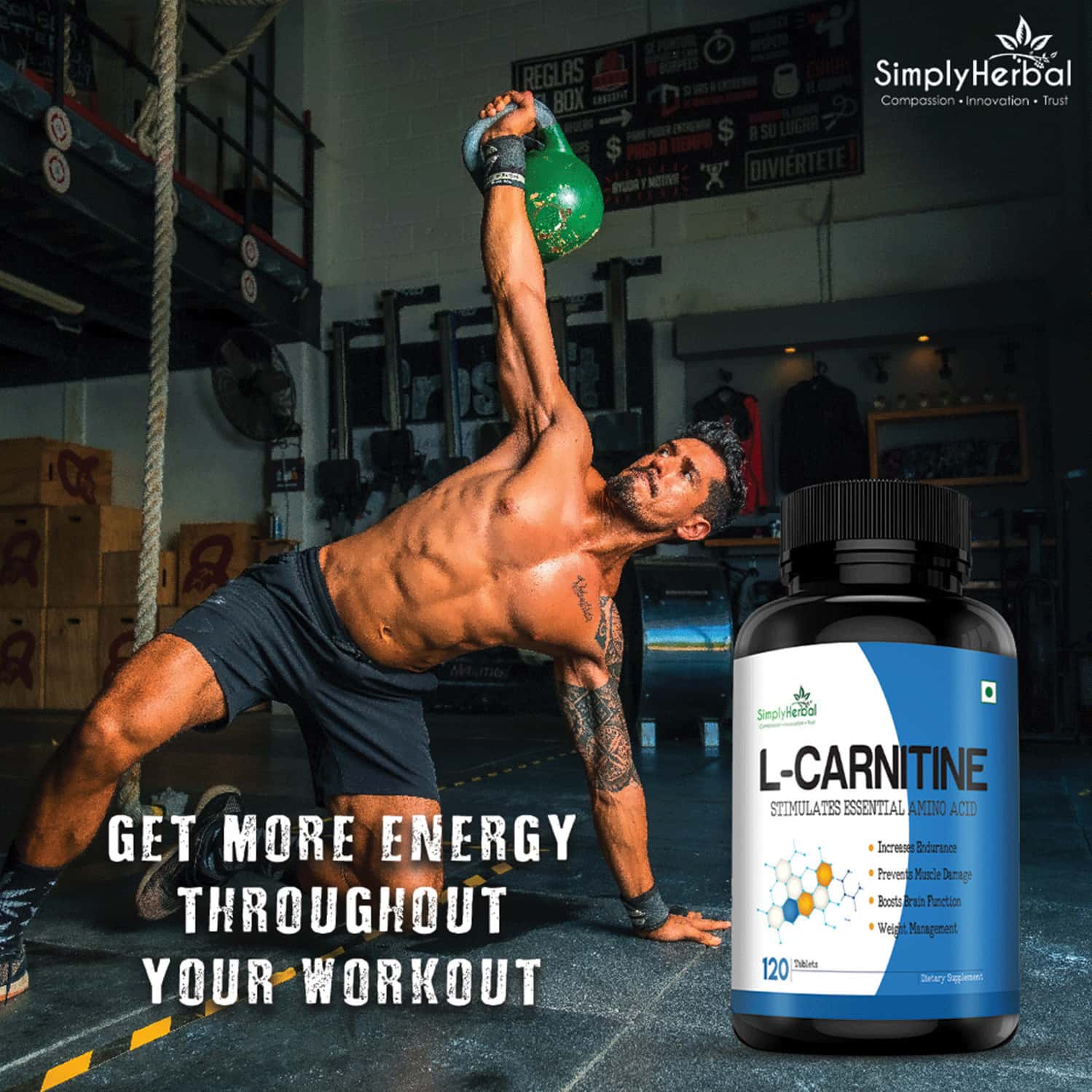 Buy SIMPLY HERBAL LCARNITINE PRE & POST WORKOUT SUPPLEMENT TABLET