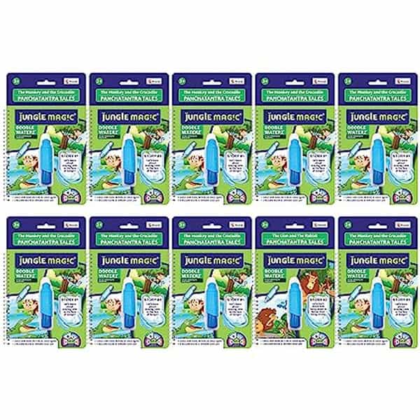Jungle Magic Doodle Waterz - Reusable Water Colouring Panchtantra Book I Monkey & Crocodile | 10 Nos