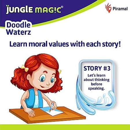 Jungle Magic Doodle Waterz - Reusable Water Colouring Panchtantra Book I Monkey & Crocodile | 10 Nos