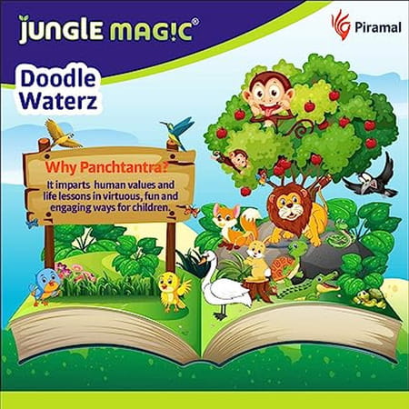 Jungle Magic Doodle Waterz - Reusable Water Colouring Panchtantra Book I Monkey & Crocodile | 10 Nos