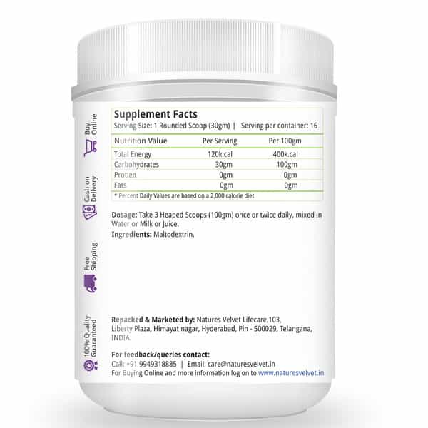 Natures Velvet Carbs Unflavoured For Weight Gain And Energy 500Gms