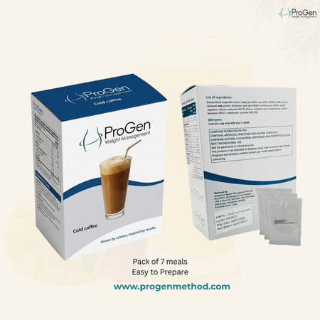 Progen Cold Coffee | 15 G Of High Biological Value Protein Per Meal | Pack Of 7 105 Gm