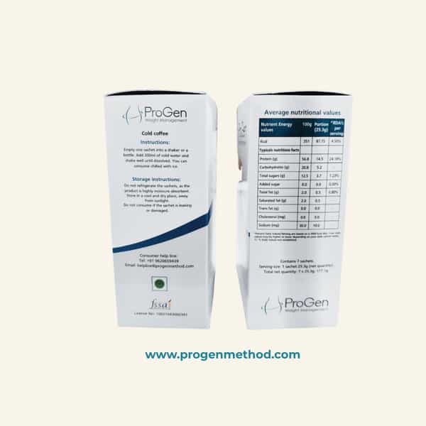 Progen Cold Coffee | 15 G Of High Biological Value Protein Per Meal | Pack Of 7 105 Gm