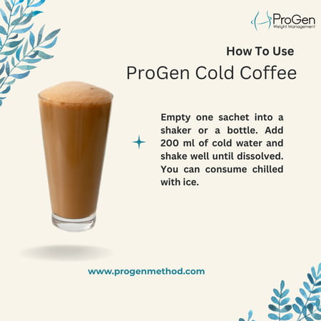 Progen Cold Coffee | 15 G Of High Biological Value Protein Per Meal | Pack Of 7 105 Gm