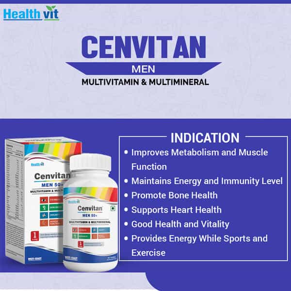 Healthvit Cenvitan Men 50+ Multivitamins And Multimineral 60 Tablets