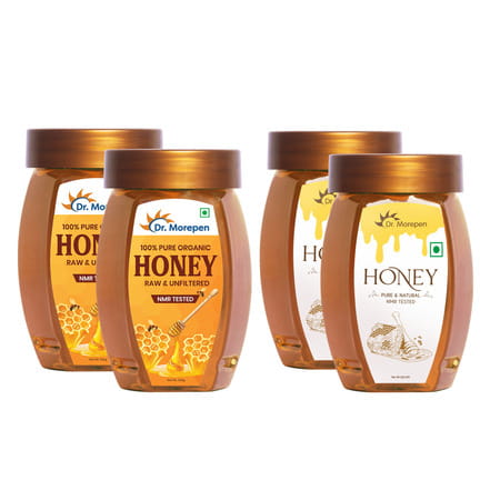Dr. Morepen 100% Pure Organic Honey Raw & Unfilterd & Pure Natural Nmr Tasted 250gm Each | Pack Of 4