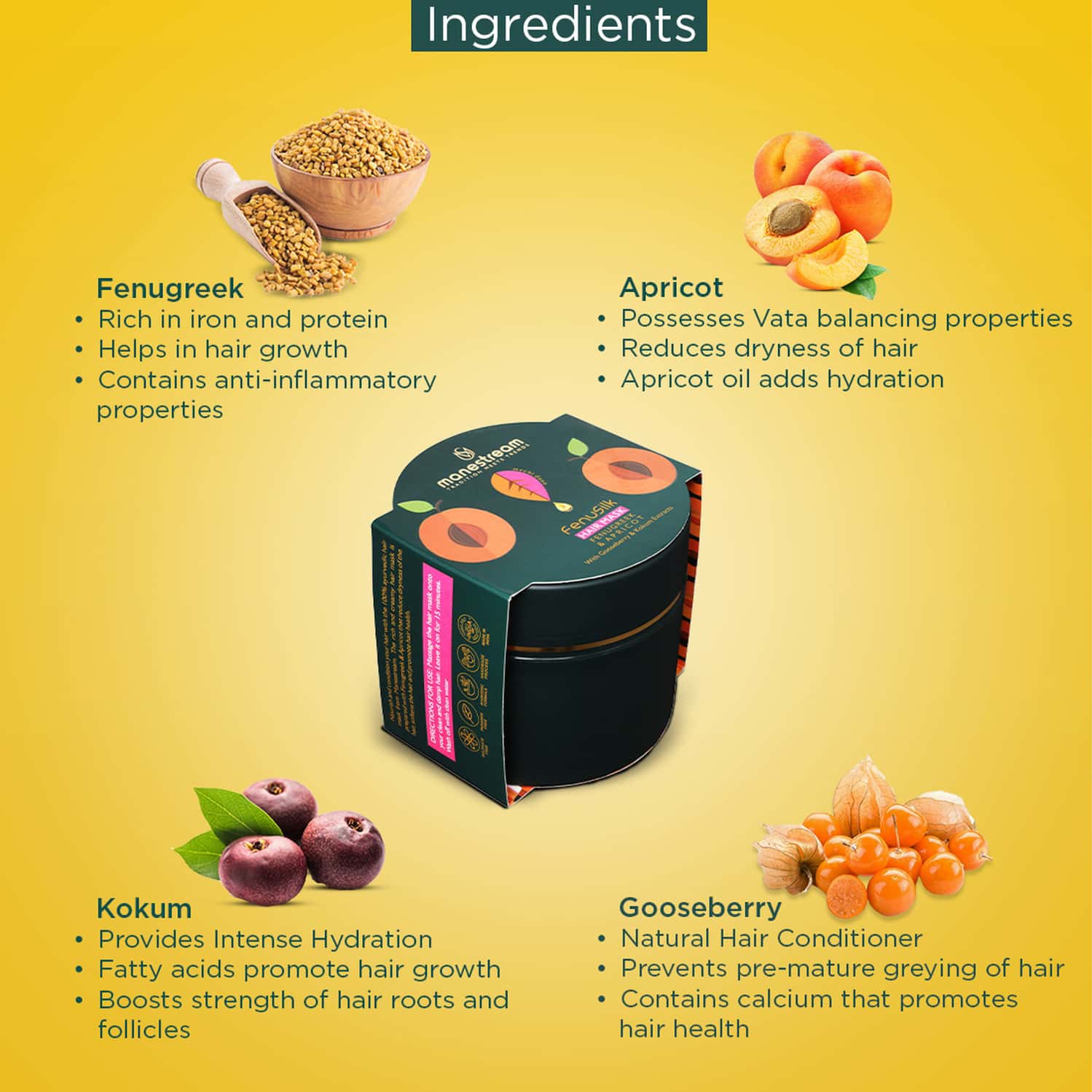 Buy MANESTREAM FENUSILK HAIR MASK WITH FENUGREEK & APRICOT 500GMS FOR