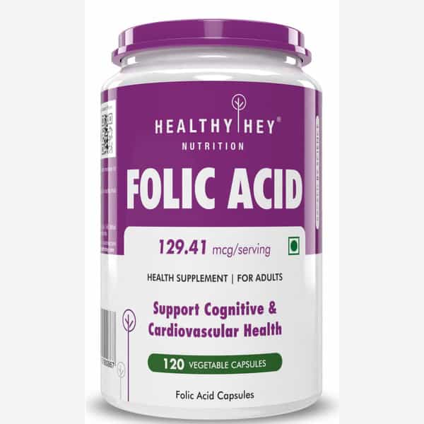 Healthyhey Nutrition Folic Acid - 120 Veg Capsules