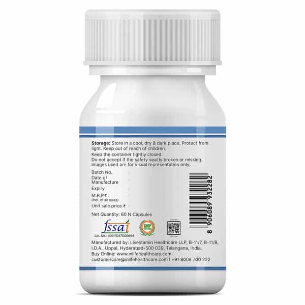 Inlife Lactobacillus Acidophilus Probiotic 5 Billion Cfu With Fos | Prebiotic Fos 20Mg - 60 Veg Caps