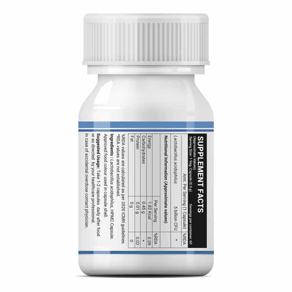 Inlife Probiotic Lactobacillus Acidophilus 5 Billion Cfu Gut Health For Men Women - 60 Veg Capsules