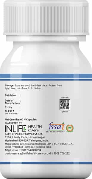 Inlife Probiotic Lactobacillus Acidophilus 5 Billion Cfu Gut Health For Men Women - 60 Veg Capsules